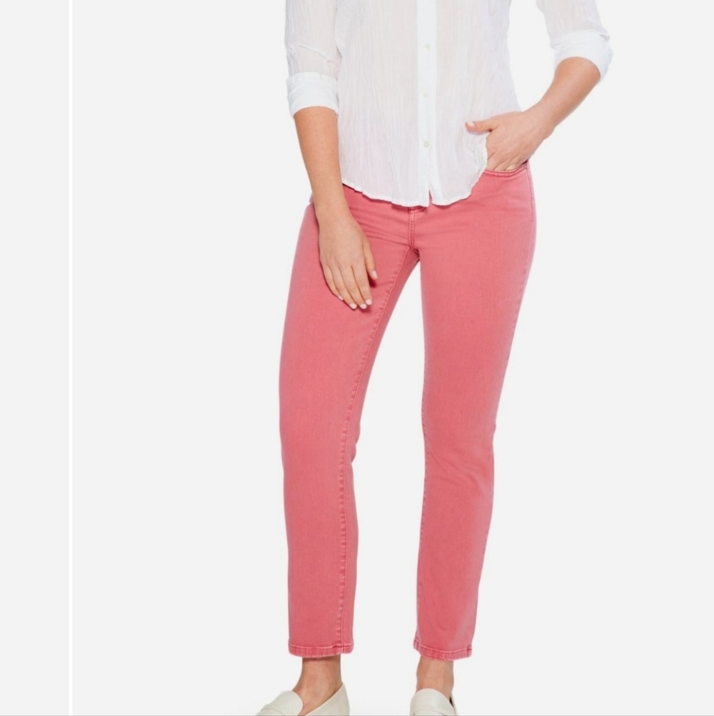NIC+ZOE Coral Pink Mid Rise Ankle Straight Leg Jeans Size 31 NZ Denim Stretch